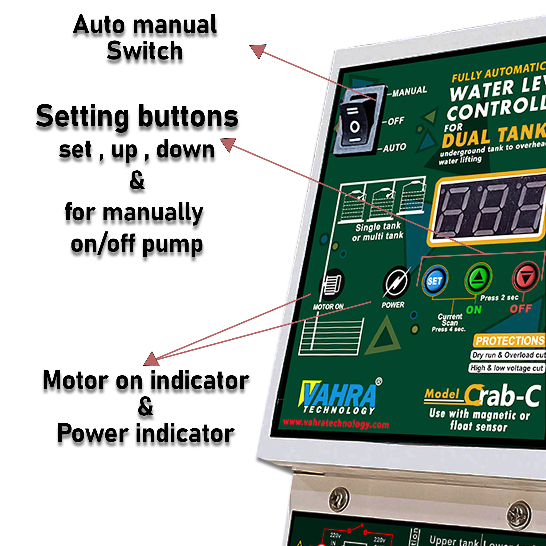 button and leds details button details of this is water level controller
